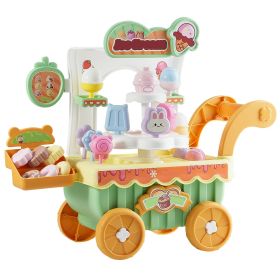 Ice Cream Cart for Kids, 27 PCS Accessories, Pretend Play Store with Storage Trolley with Pretend Money, Sound & Light Effects