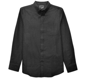 Mens White Long Sleeve Button Down Shirt (Color: Black, size: 3XL)