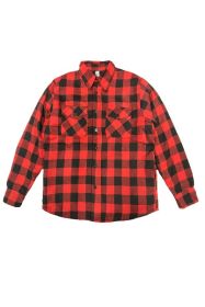 Mens Quilted Padded Flannel (Color: RED BLACK, size: M)