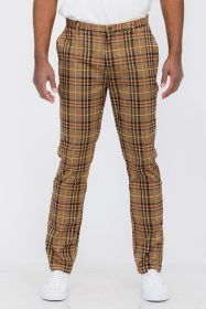 Weiv Mens Plaid Trouser Pants (Color: BROWN, size: 40)